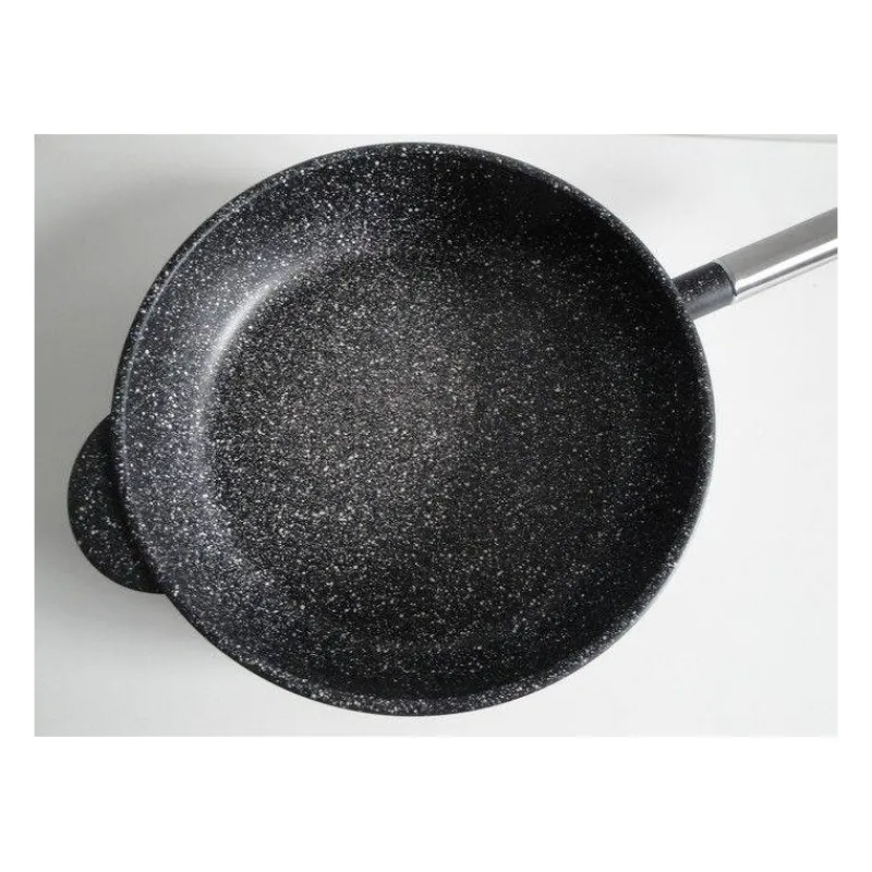 Sauteuses Revêtements Céramique | Sauteuses Revêtements Aspect Pierre-PENTOLPRESS JULIENNE GRANIT Sauteuse en Fonte aluminium Aspect Pierre avec couvercle manche amovible INDUCTION D28