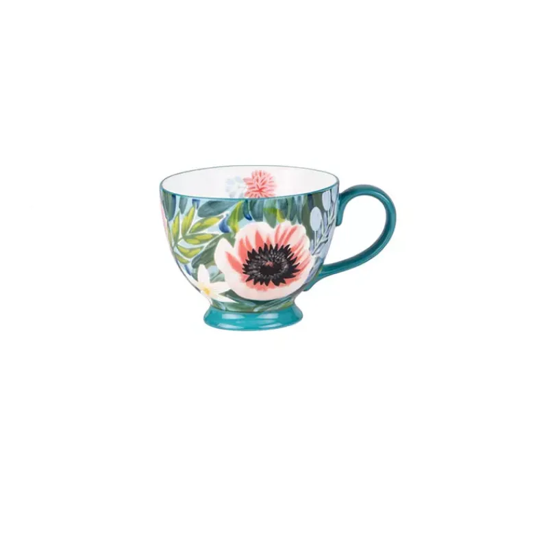 Tasses-TABLE PASSION JUMBO LUCY Tasse Bol à anse Déjeuner en Faïence 45 cl  bleue