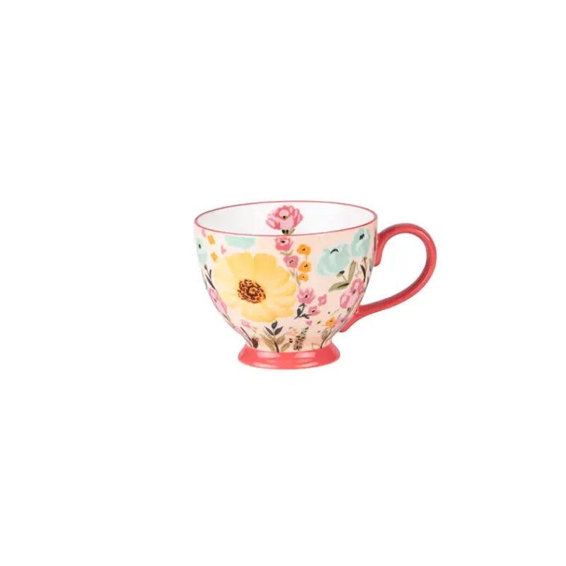 Tasses-TABLE PASSION JUMBO LUCY Tasse Bol à anse Déjeuner en Faïence 45 cl rose