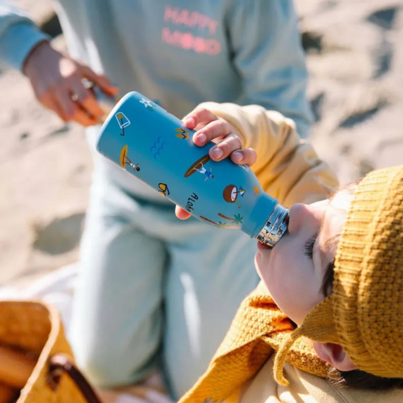 Gourdes Isothermes Et Mugs-Qwetch KIDS Bouteille isotherme double paroi en Inox enfant 350 ml Honolulu Bleu