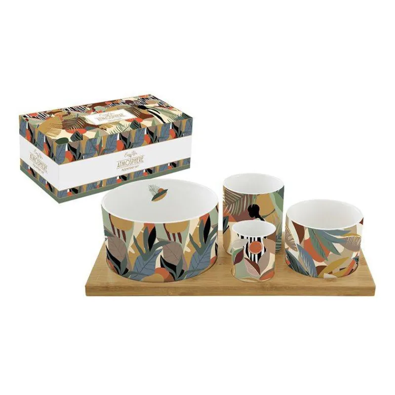 Coupelles Apéritives-Easy Life KILIMANJARO Set 4 bols coupelles apéritives Porcelaine sur plateau  SC