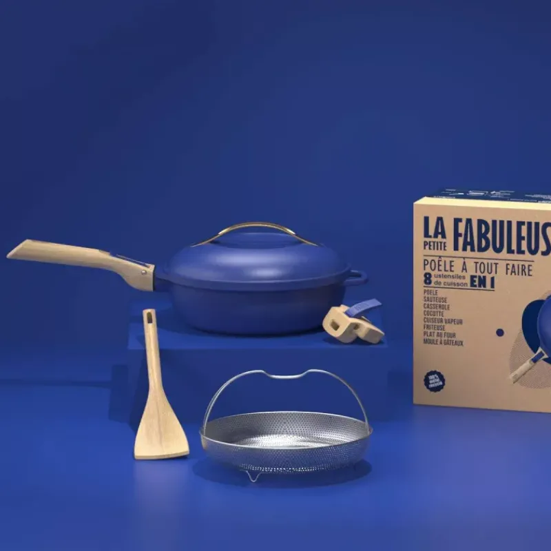 La Fabuleuse Cookut | Sauteuses Amovibles Revêtues-COOKUT La Fabuleuse Poêle Sauteuse Casserole Cocotte 24 cm - Bleu saphir