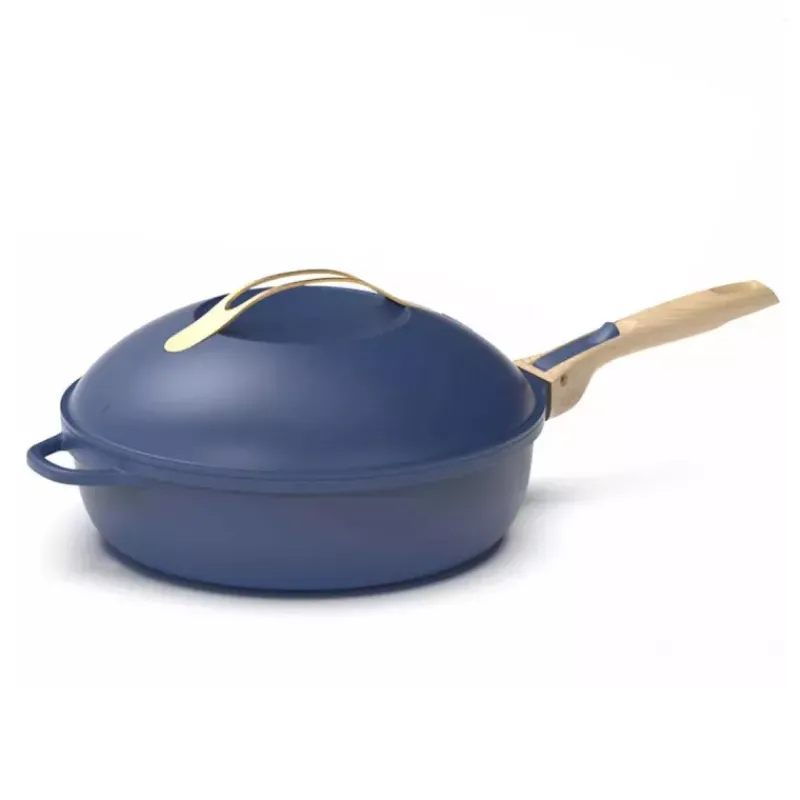 Sauteuses Revêtements Anti-adhérents | Sauteuses En Fonte Aluminium-COOKUT La Fabuleuse Poêle Sauteuse Casserole Cocotte 28 cm - Bleu Saphir