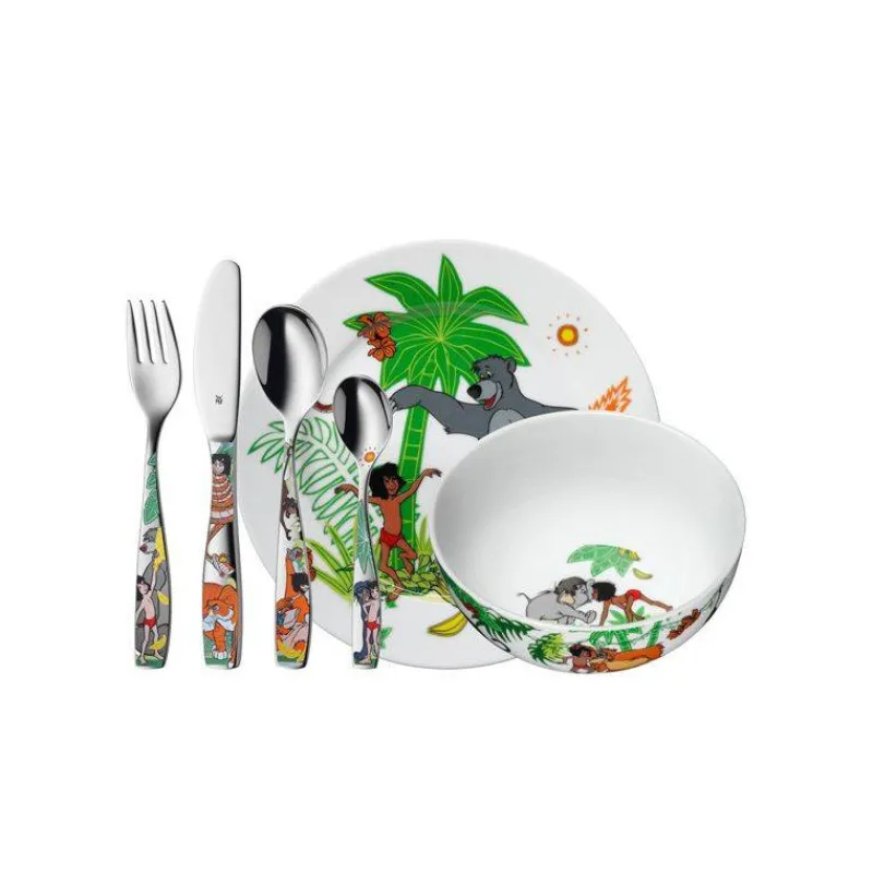 Ensembles Pour Enfants-WMF Le Livre de la Jungle Ensemble de Table Enfant - 6 pièces Assiette bol et couverts inox