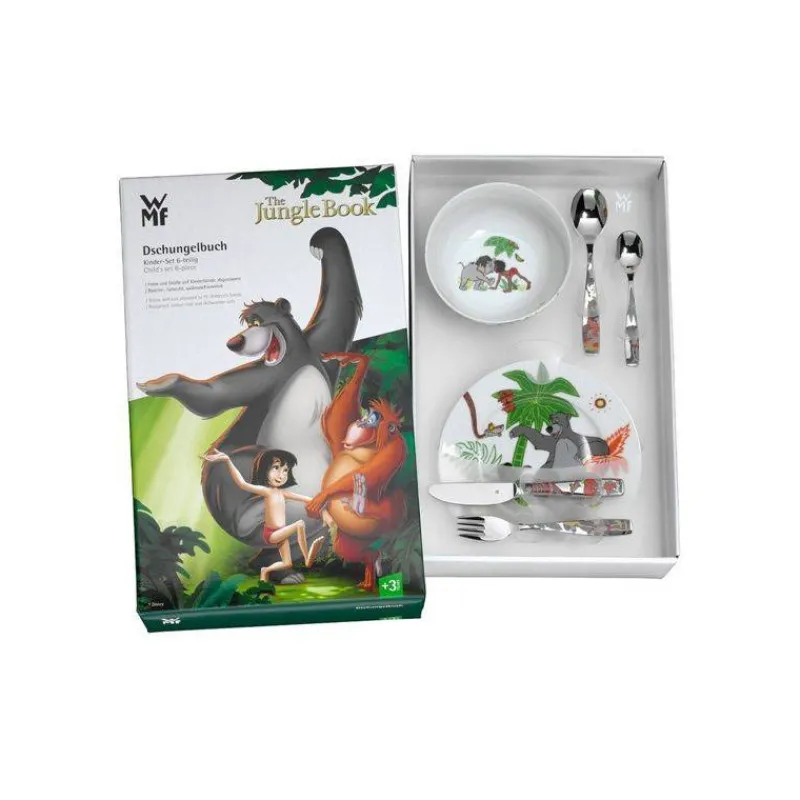 Ensembles Pour Enfants-WMF Le Livre de la Jungle Ensemble de Table Enfant - 6 pièces Assiette bol et couverts inox