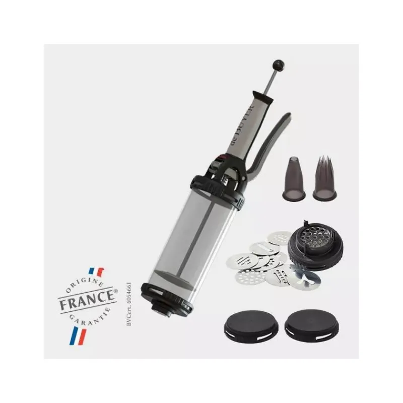 Le Tube-De Buyer LE TUBE Piston à pression presse biscuit 0.75 L avec 2 douilles et 13 disques