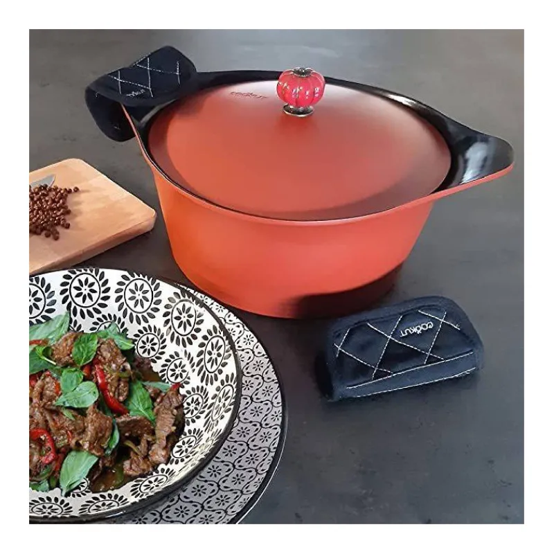 L'incroyable Cocotte Cookut | Cocottes En Fonte Aluminium-COOKUT L´incroyable Cocotte Revêtement céramique Rouge Passion - Sans Bouton Ni Manique 24 cm