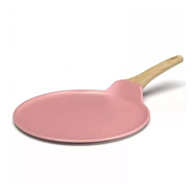 Crêpes | Poêles Avec Revêtement Céramique-COOKUT L´incroyable Crêpière Poêle à Crêpes Plancha Revêtement Céramique 28 cm - Rose Guimauve
