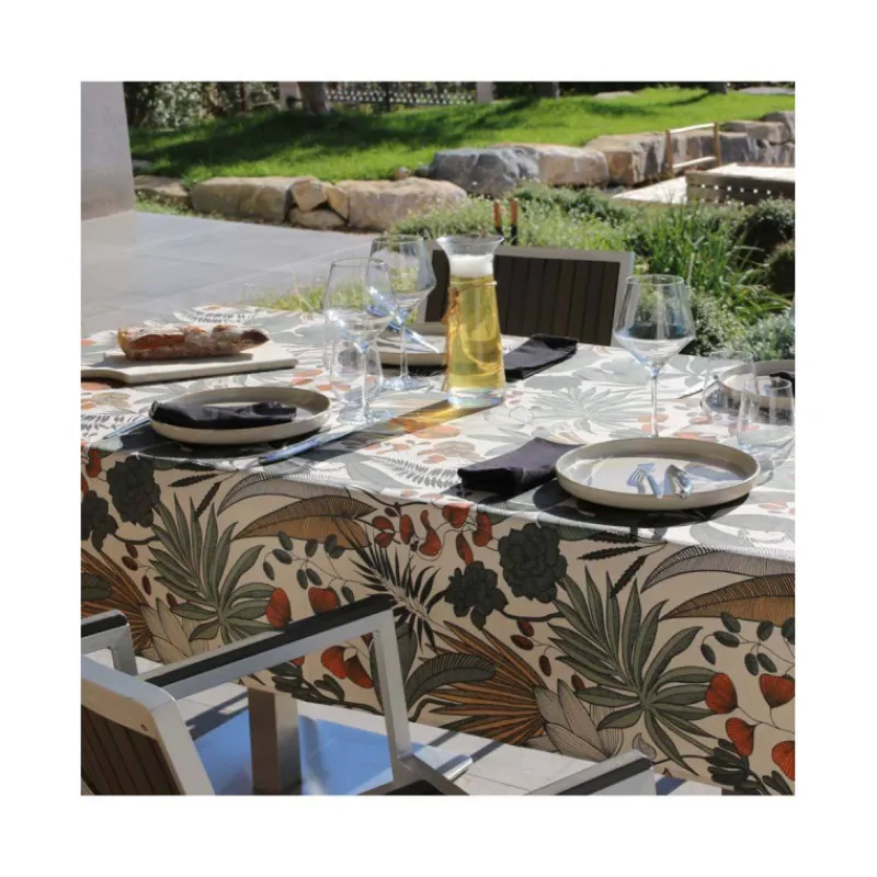 Nappe Table Rectangulaire-Sud Etoffe LOMBOK Nappe 70% coton 30% polyester enduit 250X150 Bronze