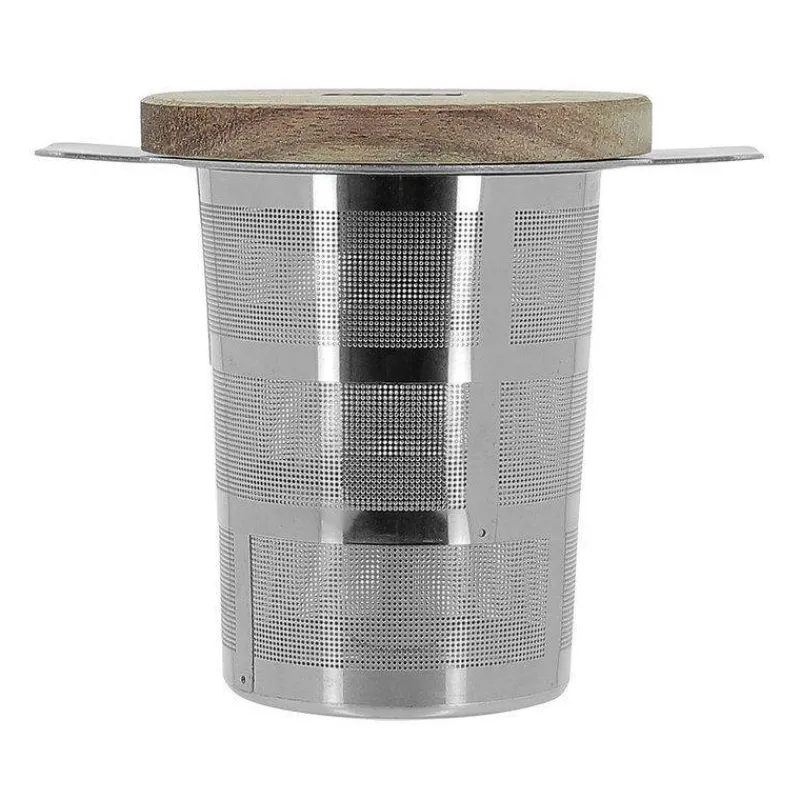 Théières, Cafetières Et Accessoires-OGO LUKE Infuseur à Thé / Tisanière en inox filtre permanent rétractable avec couvercle bois