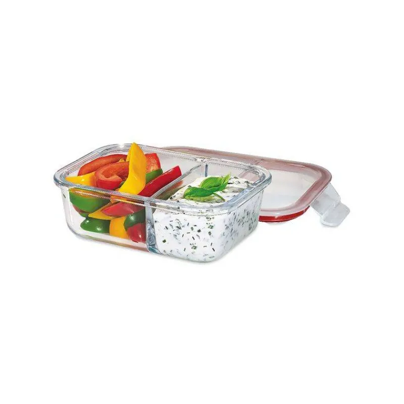 Lunch Box | Boites Hermétiques-KUCHENPROFI Lunch box Boite alimentaire rectangle 2 compartiments en verre   1.7L