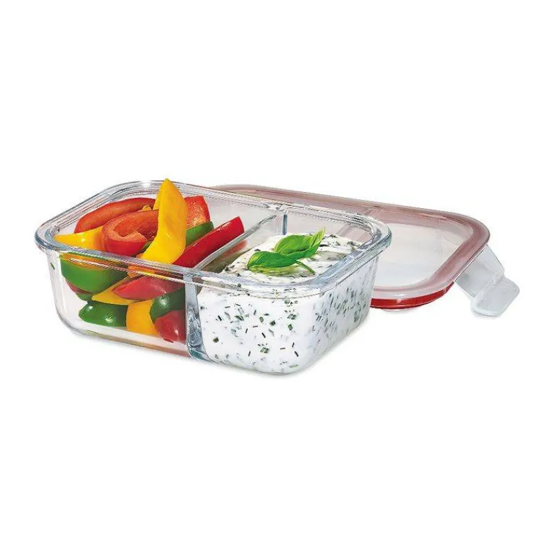 Lunch Box | Boites Hermétiques-KUCHENPROFI Lunch box Boite alimentaire rectangle 2 compartiments en verre 1L