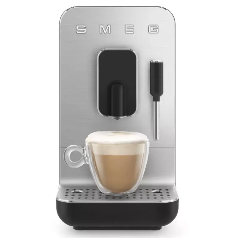 Robots Café | Expressos-SMEG Machine à café automatique avec broyeur et buse intégré Noir mat