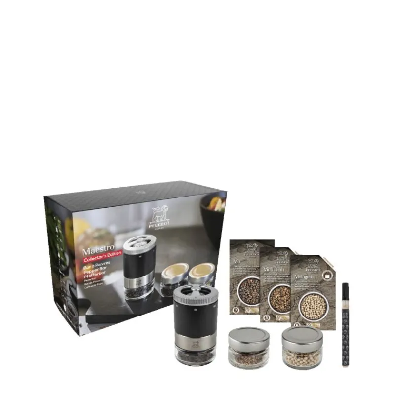 Salières Et Poivrières | Moulins À Poivre Peugeot-PEUGEOT MAESTRO Bar à poivres Coffret Moulin Réservoir et Poivres mat black