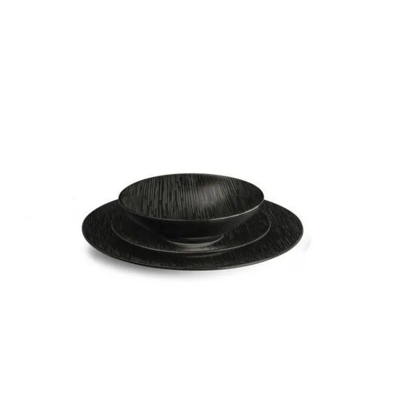 Assiettes Creuses-Mu00e9dard de NOBLAT MAGMA Assiette Creuse gourmet en Grès Médard de NOBLAT D25 Noir  SC