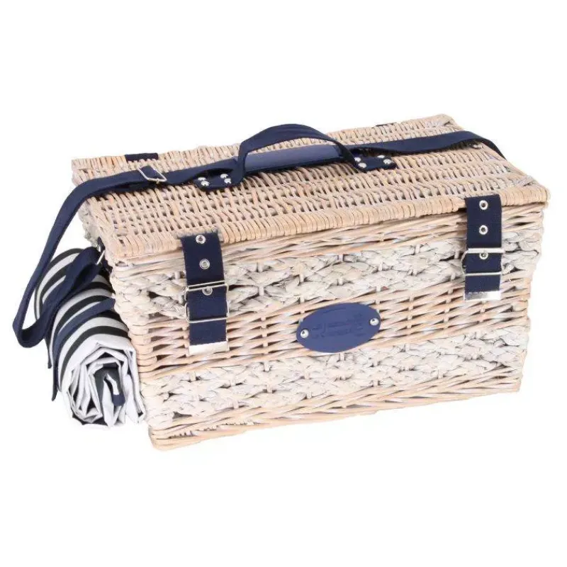 Paniers Pique-nique-Les Jardins de la Comtesse Malle Panier Pique Nique osier Marine 4 personnes