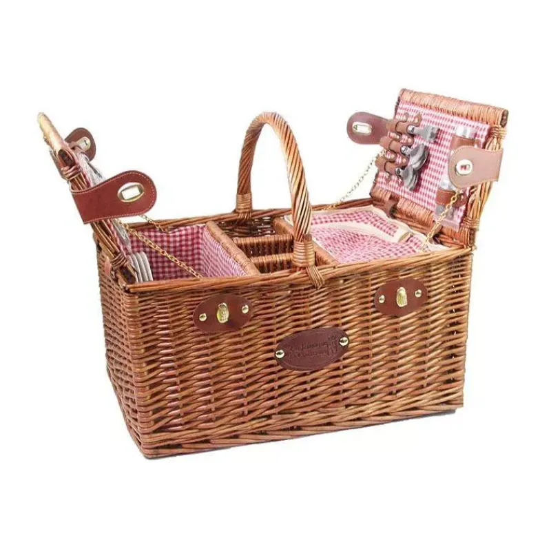 Paniers Pique-nique-Les Jardins de la Comtesse Malle Panier Pique Nique osier Saint Germain Rouge 4 personnes