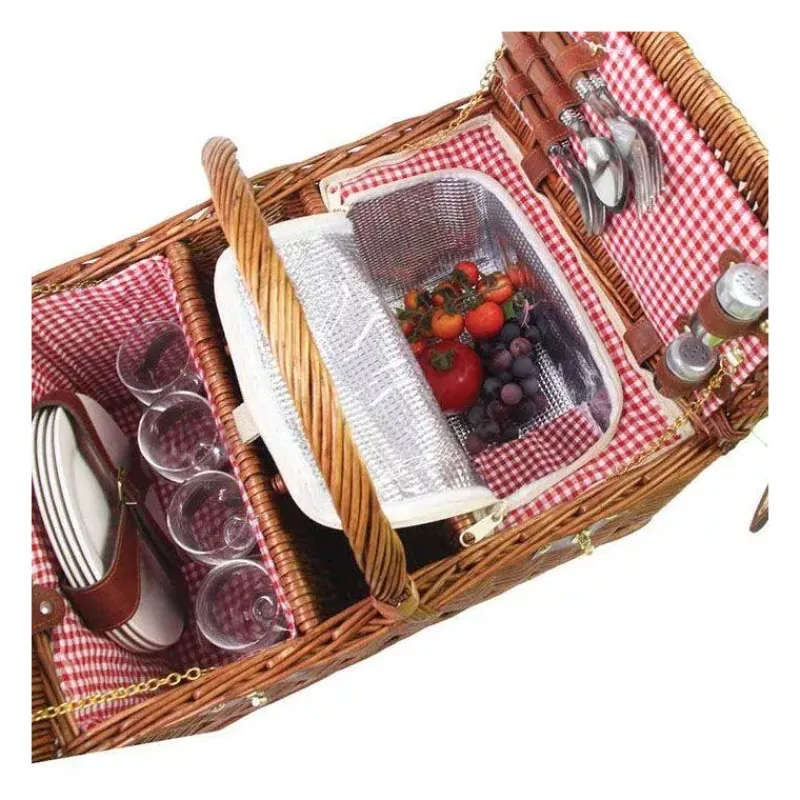 Paniers Pique-nique-Les Jardins de la Comtesse Malle Panier Pique Nique osier Saint Germain Rouge 4 personnes