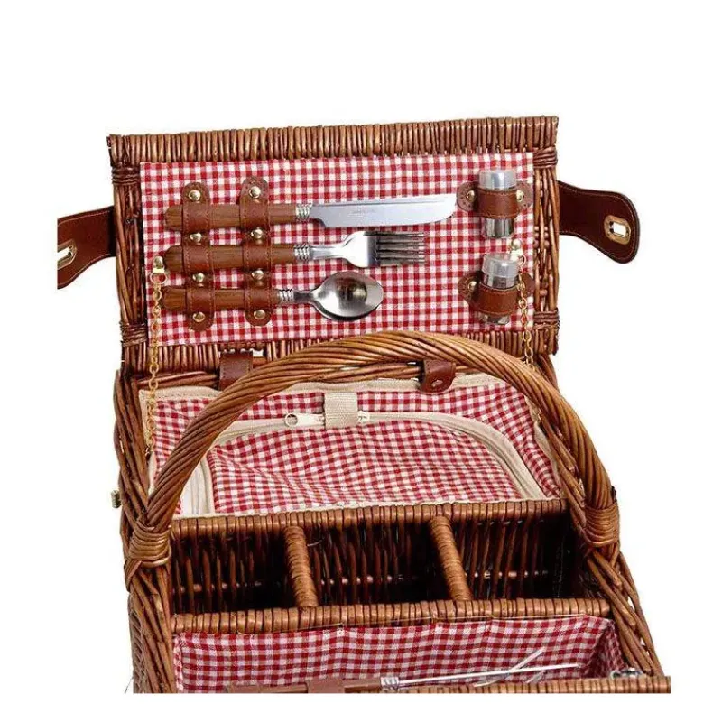 Paniers Pique-nique-Les Jardins de la Comtesse Malle Panier Pique Nique osier Saint Germain Rouge 4 personnes