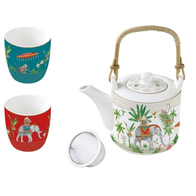 Théières, Cafetières Et Accessoires | Théière Porcelaine-Easy Life MARAJAH Coffret Théière avec 2 Tasses gobelet porcelaine EASYLIFE