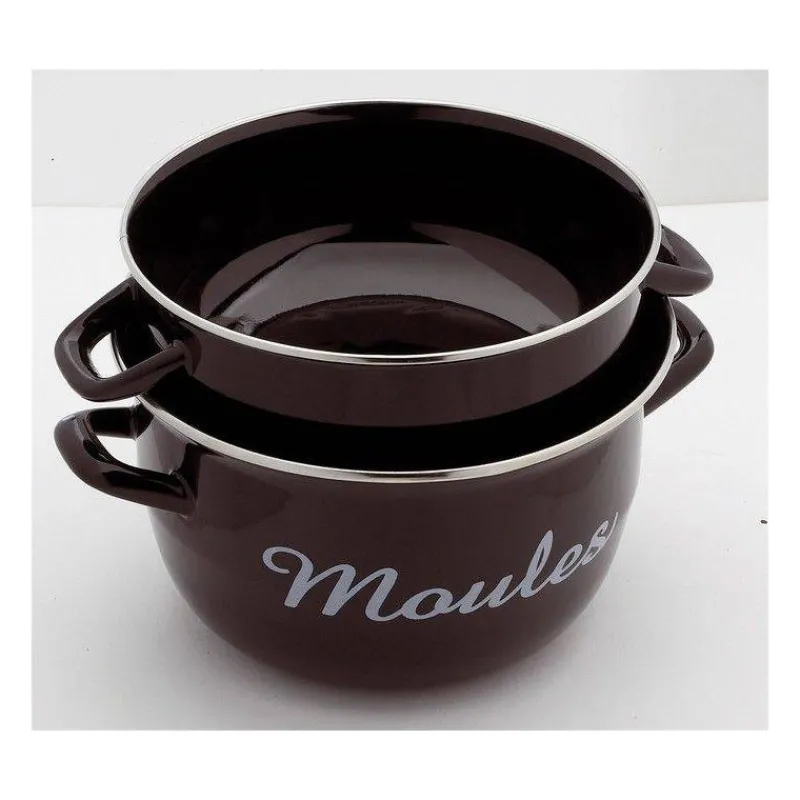 Poissons Et Fruits De Mer-BAUMALU Marmite à moules émail Marquée D18 Coloris Noir