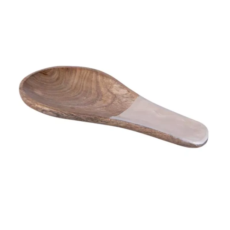 Repose Cuillères-TABLE PASSION MELLOW Repose cuillere Bois de manguier Décor résine vagues