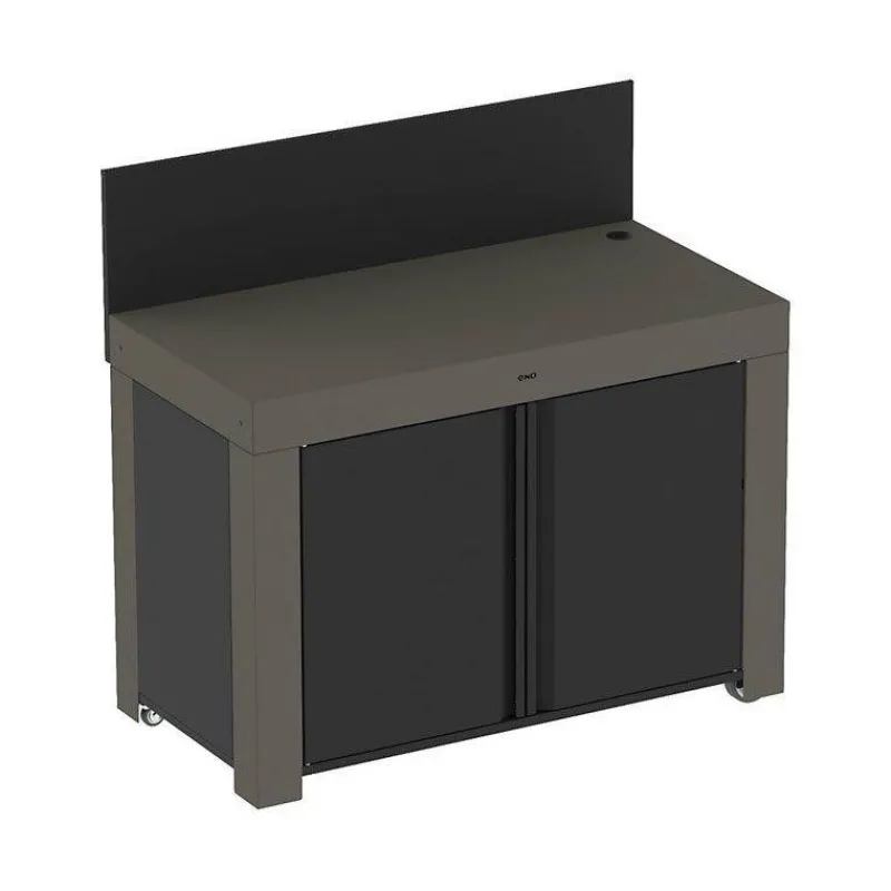 Dessertes Roulantes-ENO Meuble plancha Desserte Mobile Table Acier FELIX 120 x 60 Gris Taupe