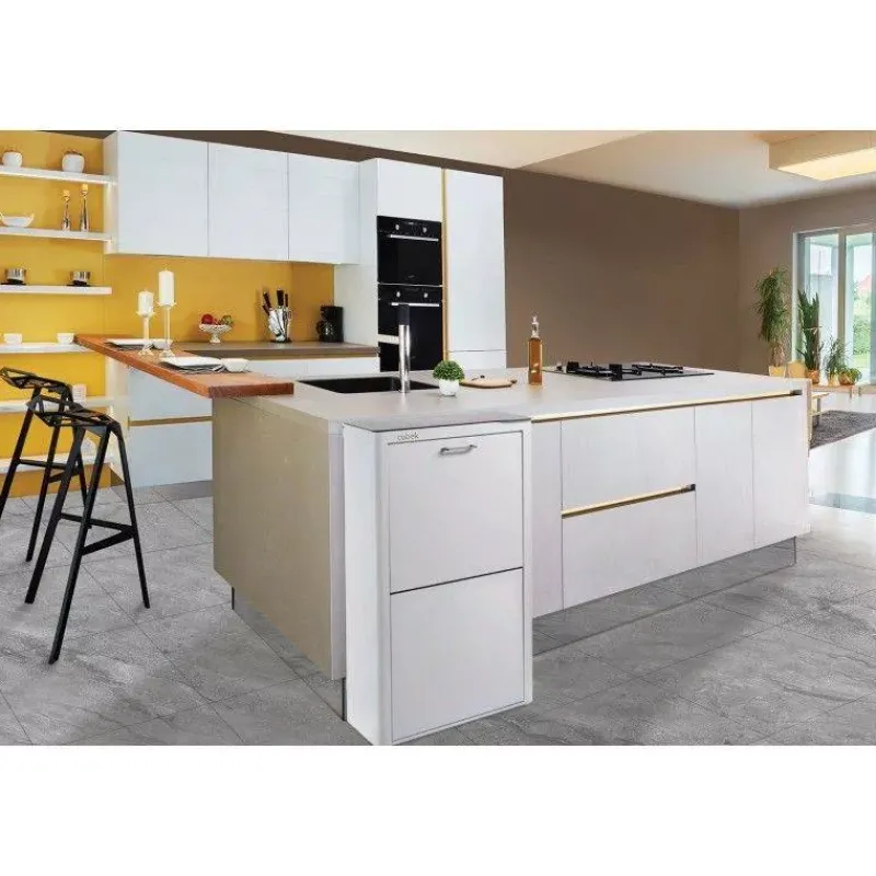 Poubelles De Tri Sélectif-DHO Meuble Poubelle de cuisine tri sélectif CUBEK - 1 Colonne 4 Bacs Blanc