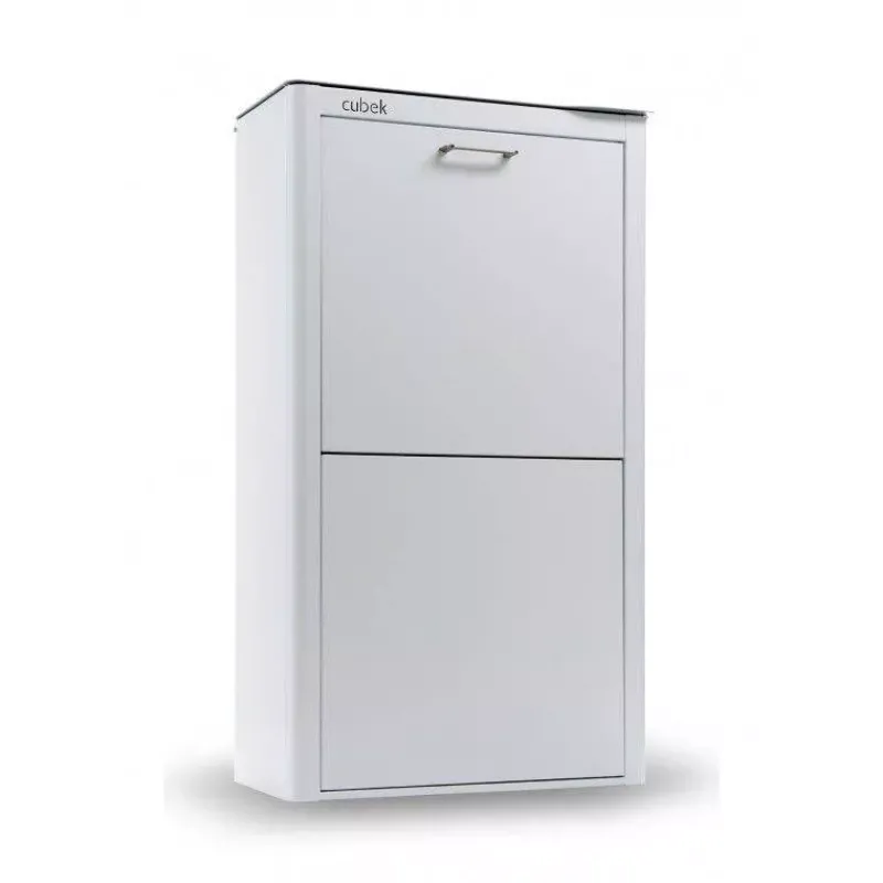 Poubelles De Tri Sélectif-DHO Meuble Poubelle de cuisine tri sélectif CUBEK - 1 Colonne 4 Bacs Blanc