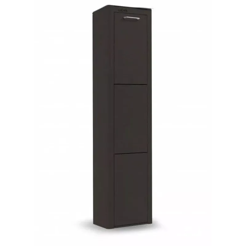 Poubelles De Tri Sélectif-DHO Meuble Poubelle de cuisine tri sélectif CUBEK - 1 Colonne 3 Bacs Noir Mat