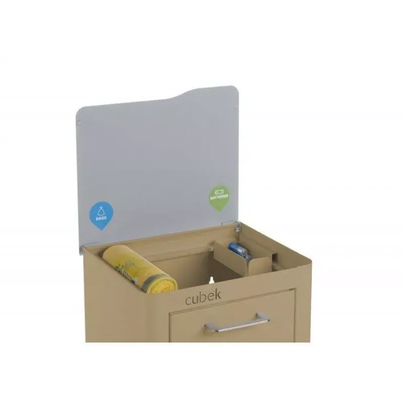 Poubelles De Tri Sélectif-DHO Meuble Poubelle de cuisine tri sélectif CUBEK - 1 Colonne 3 Bacs Sable