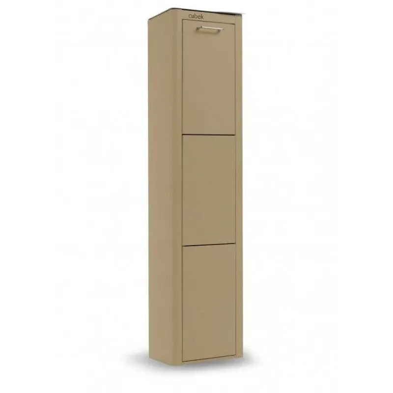 Poubelles De Tri Sélectif-DHO Meuble Poubelle de cuisine tri sélectif CUBEK - 1 Colonne 3 Bacs Sable