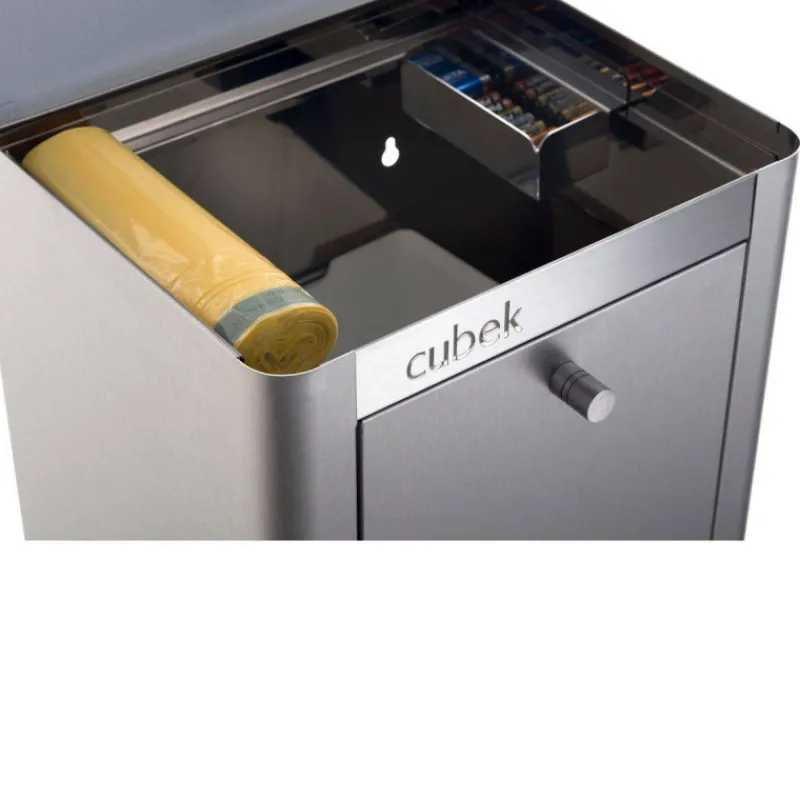 Poubelles De Tri Sélectif-DHO Meuble Poubelle de cuisine tri sélectif CUBEK inox  - 1 Colonne 3 Bacs