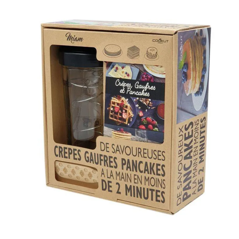 Préparer Les Pâtes-COOKUT MIAM Coffret Cadeau Bocal Shaker à Crêpes Pancake Gaufres Facile