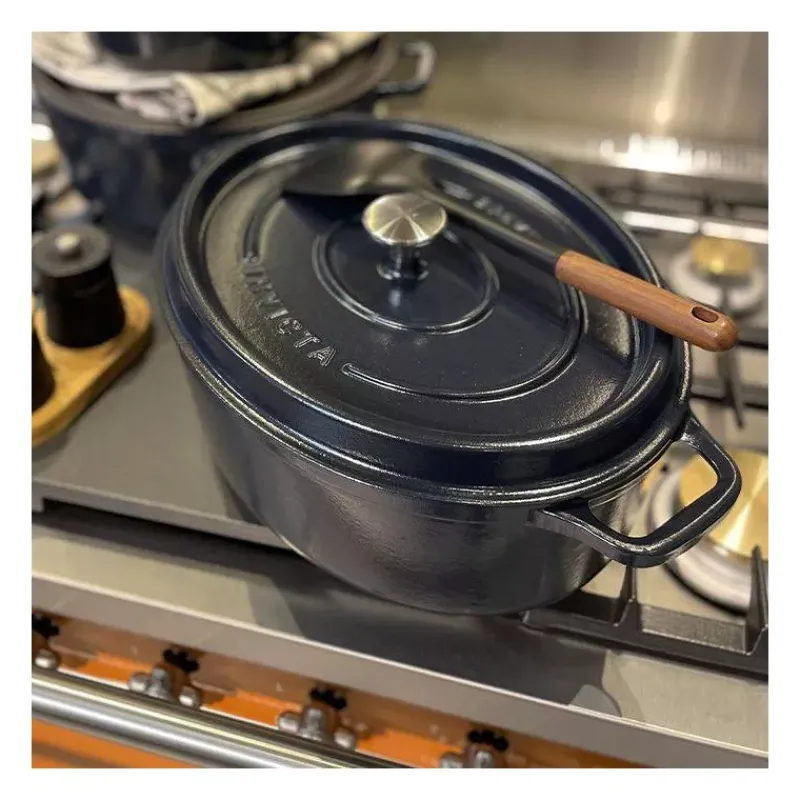 Cocottes En Fonte Traditionnelle-INVICTA Mijoteuse Cocotte Ovale Fonte émaillée Bleu Réglisse D29