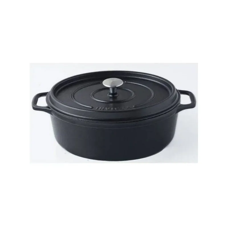 Cocottes En Fonte Traditionnelle-INVICTA MIJOTEUSE Cocotte Ovale Fonte émaillée NOIR D31