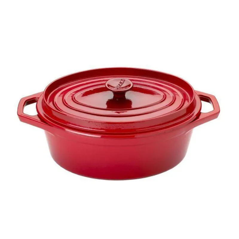 Cocottes En Fonte Traditionnelle-INVICTA Mijoteuse Cocotte Ovale Fonte émaillée Taupe D31
