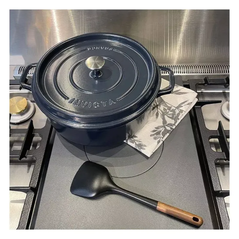 Cocottes En Fonte Traditionnelle-INVICTA Mijoteuse Cocotte Ronde Fonte émaillée  Bleu Réglisse D22