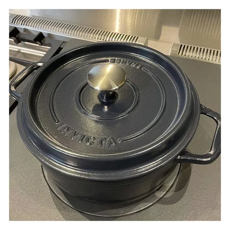 Cocottes En Fonte Traditionnelle-INVICTA Mijoteuse Cocotte Ronde Fonte émaillée  Bleu Réglisse D26