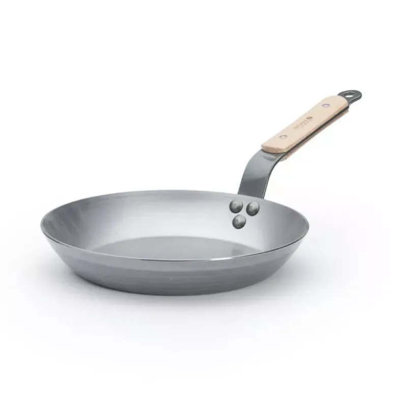 Poêles En Acier-De Buyer MINERAL B Bois Poêle ronde induction en tôle d´acier cire d´abeille D24 cm
