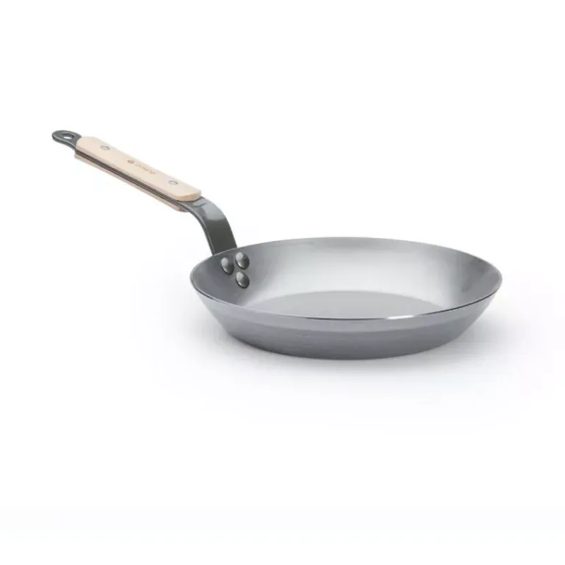 Poêles En Acier-De Buyer MINERAL B Bois Poêle ronde induction en tôle d´acier cire d´abeille D24 cm