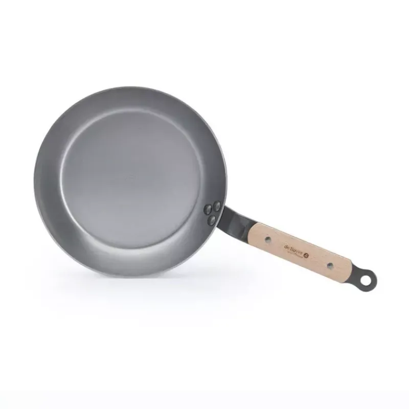 Poêles En Acier-De Buyer MINERAL B Bois Poêle ronde induction en tôle d´acier cire d´abeille D24 cm