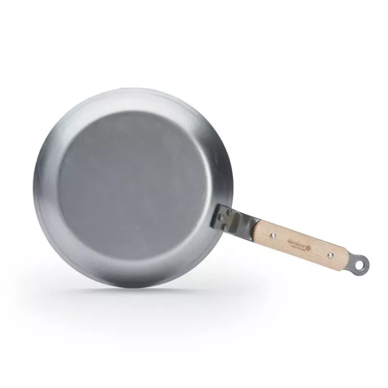 Poêles En Acier-De Buyer MINERAL B Bois Poêle ronde induction en tôle d´acier cire d´abeille D24 cm