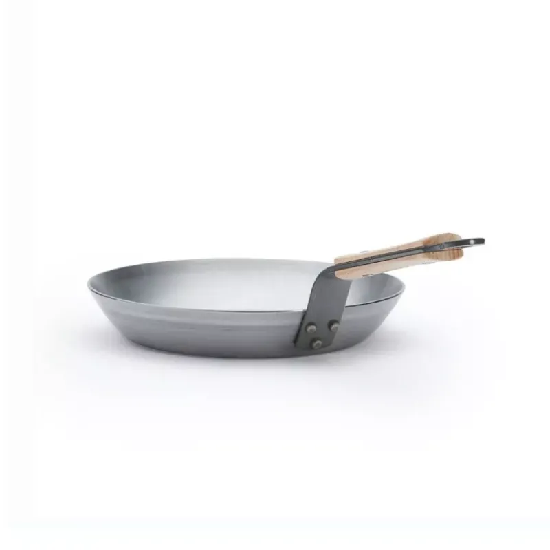 Poêles En Acier-De Buyer MINERAL B Bois Poêle ronde induction en tôle d´acier cire d´abeille D24 cm