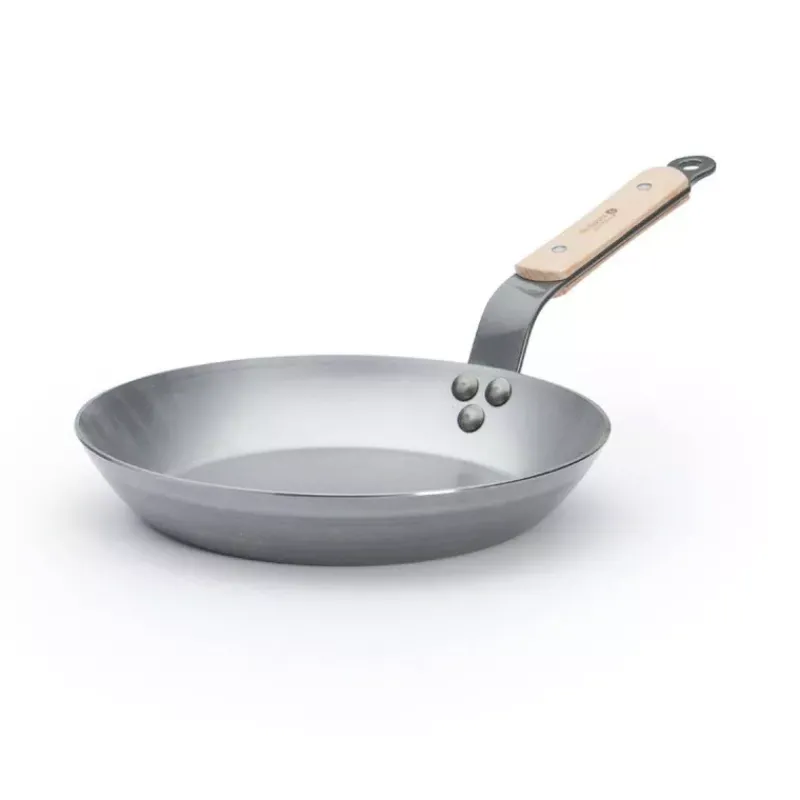 Poêles En Acier-De Buyer MINERAL B Bois Poêle ronde induction en tôle d´acier cire d´abeille D24 cm
