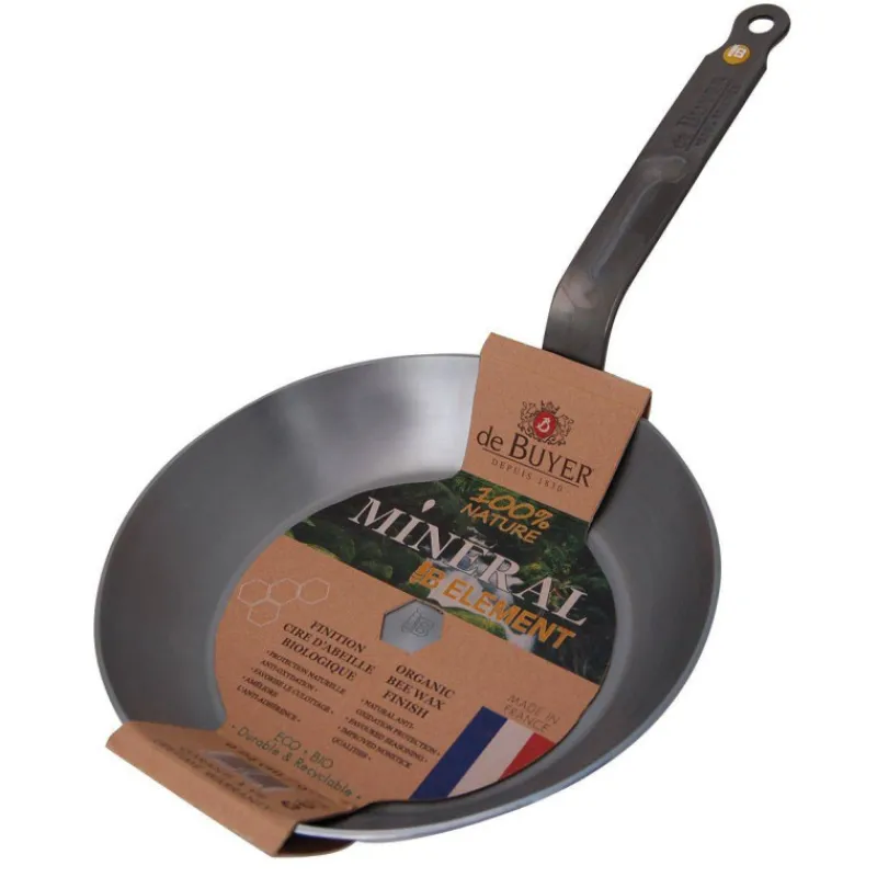 Poêles En Acier-De Buyer MINERAL Poêle ronde en tôle d´acier cire d´abeille D 28 cm