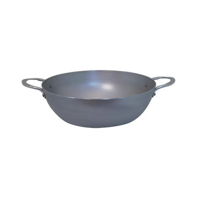 Sauteuses En Acier-De Buyer MINERAL Sauteuse Paysanne Bombée à bord haut en tôle d´acier cire d´abeille 2 anses D 24 cm