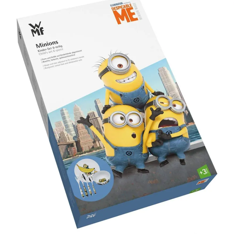 Ensembles Pour Enfants-WMF Minions Ensemble de Table Enfant - 6 pièces bol assiette et couverts inox