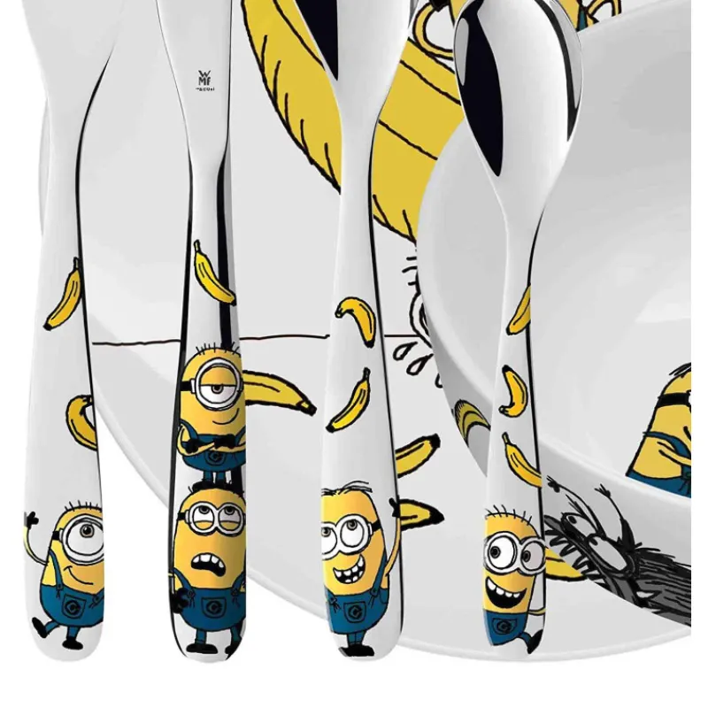 Ensembles Pour Enfants-WMF Minions Ensemble de Table Enfant - 6 pièces bol assiette et couverts inox