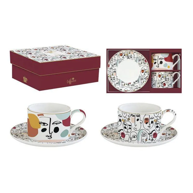 Tasses-Easy Life MODERNISM Coffret Duo Paire Tasse à Déjeuner Porcelaine EASYLIFE